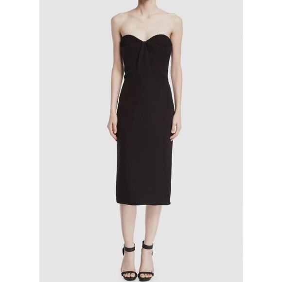 Brandon Maxwell cocktail party Black Silk Halter Bustier Sheath Dress 6 / small - Picture 1 of 15